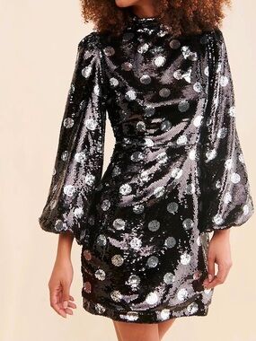 Sister Jane Olympic Sequin Mini Dress | Black & Silver Size L